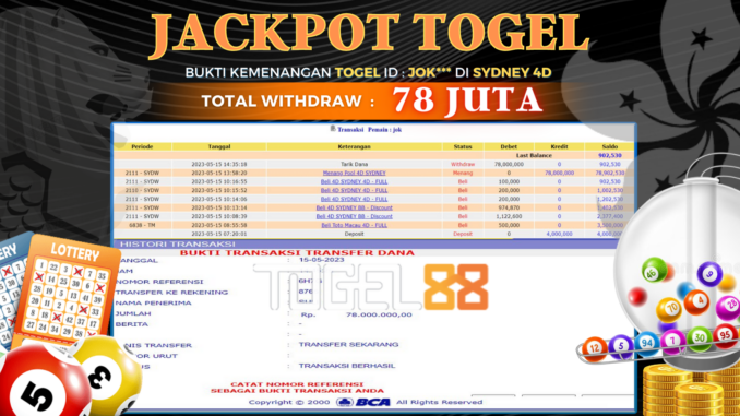 Bukti jackpot Togel88 #180