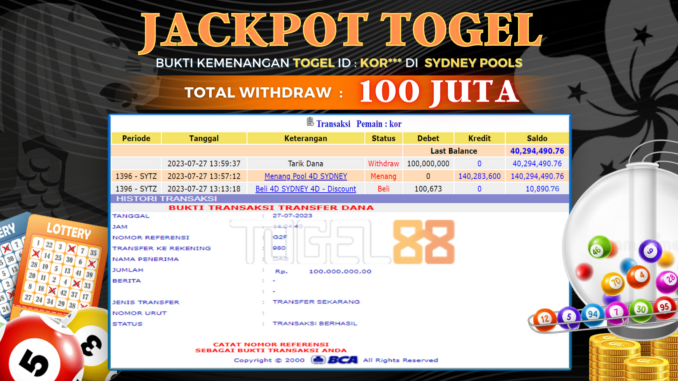 Bukti jackpot Togel88 #339