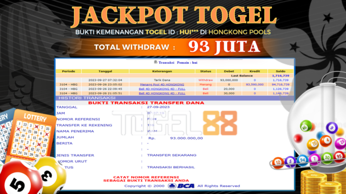 Bukti jackpot Togel88 #472