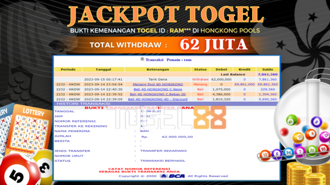 Bukti jackpot Togel88 #437