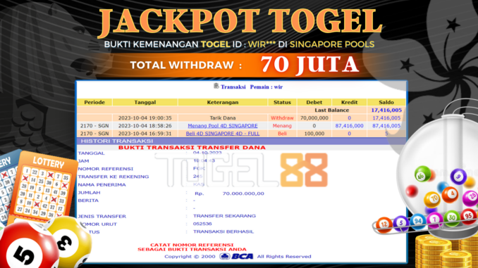 Bukti jackpot Togel88 #491