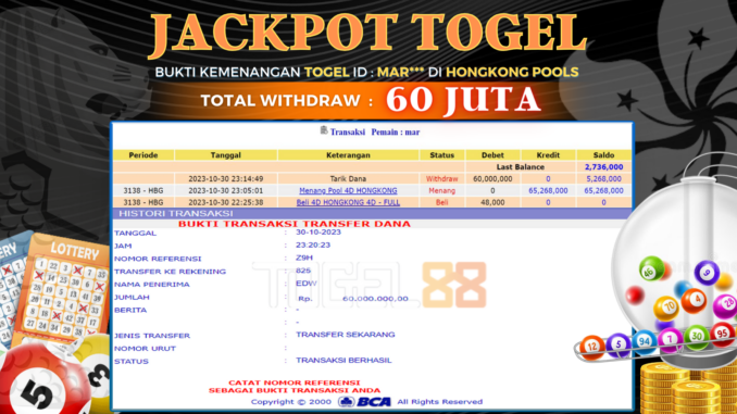 Bukti jackpot Togel88 #496